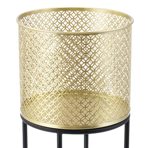 Stojak na doniczkę Messancy 2-częściowy czarno-złoty en.casa