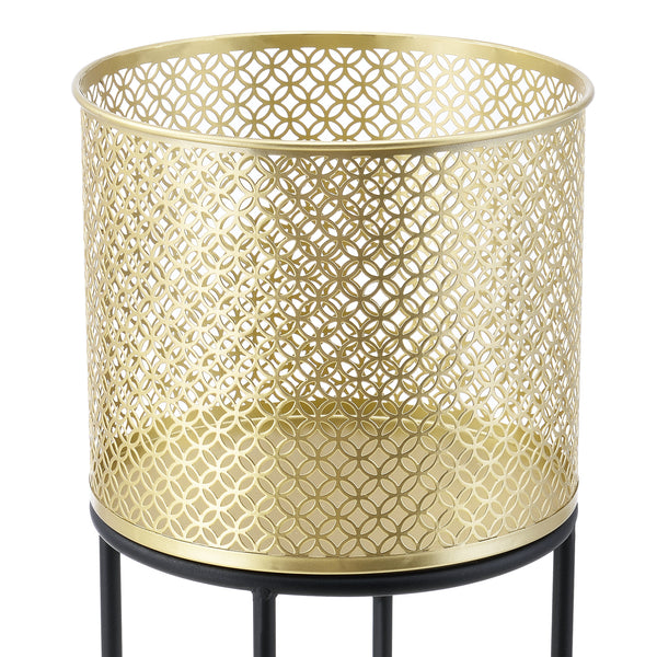 Stojak na doniczkę Messancy 2-częściowy czarno-złoty en.casa