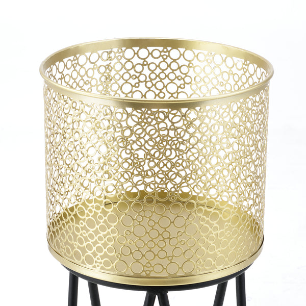 Stojak na doniczkę Marchin 2-częściowy czarno-złoty en.casa