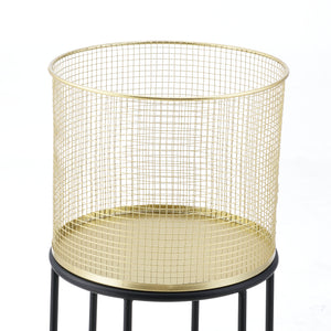 Stojak na doniczkę Merelbeke 2-częściowy czarno-złoty en.casa