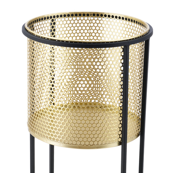 Stojak na doniczkę Malmedy 2-częściowy Czarny-złoty en.casa