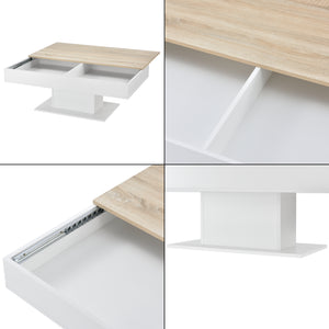 Stolik kawowy Lünen 40x110x60cm z 2 schowkami o wyglądzie dębu biały en.casa