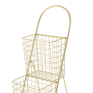 Drabina dekoracyjna z metalowymi koszami metal mosiądz 107x27x55cm en.casa