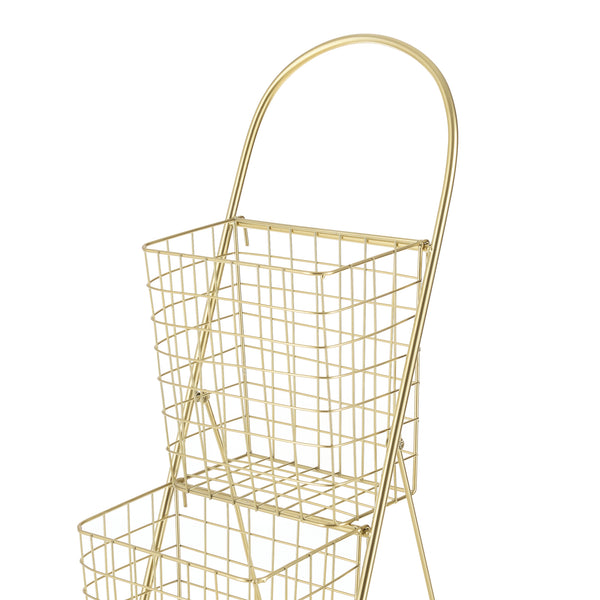 Drabina dekoracyjna z metalowymi koszami metal mosiądz 107x27x55cm en.casa