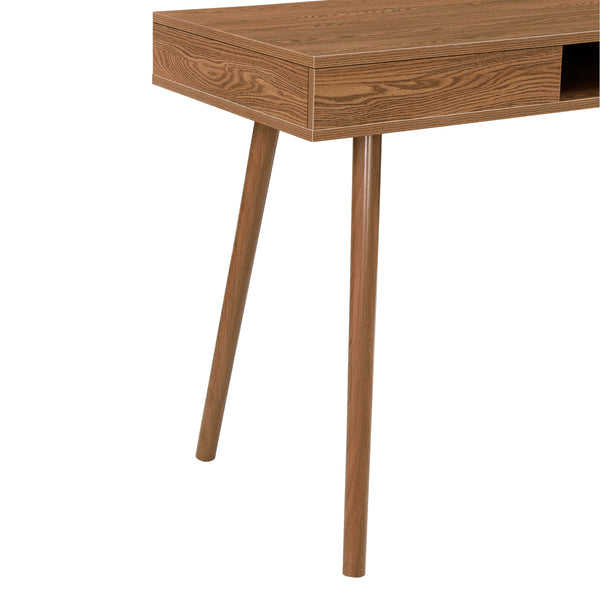 Biurko Habo z półką i szufladą 115x48x74cm Ciemny odcień drewna en.casa