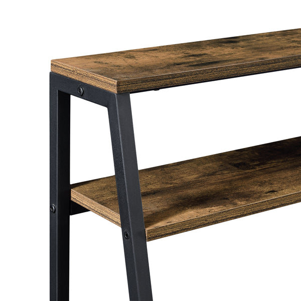 Biurko Alvdal 143x105x51cm z 2 półkami Czarny Ciemny odcień drewna [en.casa]