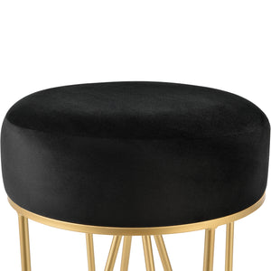 Taboret Runö tapicerowany do 100 kg kolor czarny/mosiądz [en.casa]