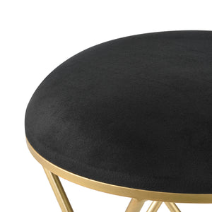 Taboret Katrineholm tapicerowany do 100 kg kolor czarny/mosiądz [en.casa]