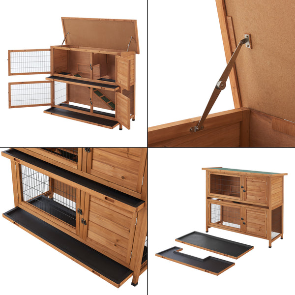 Klatka dla królików Falkenau wybieg dla małych zwierząt 104x122x50cm drewno jodłowe [en.casa]