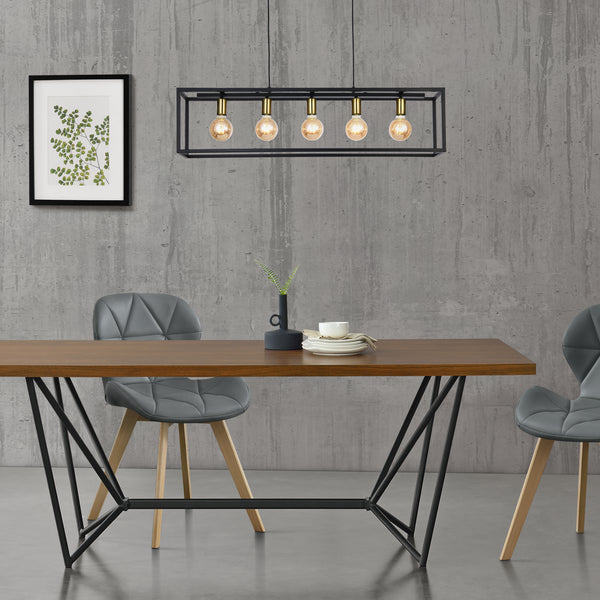 Lampa wisząca Rouen 5 x E27 Czarny / Kolor mosiądzu lux.pro