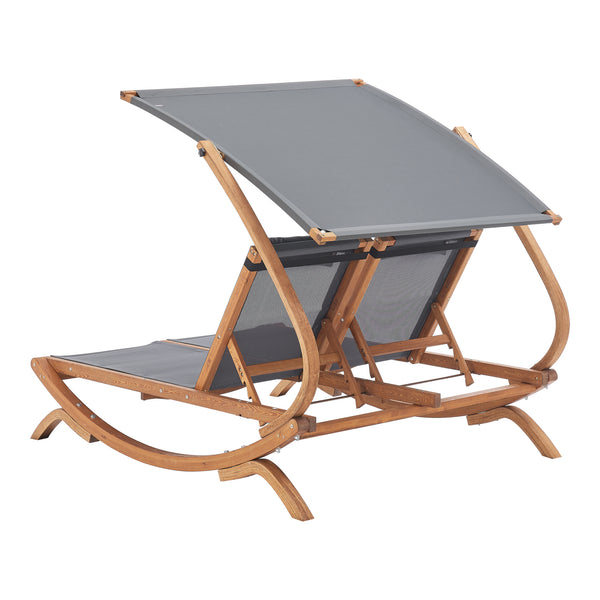 Leżanka podwójna Karystos 197x156x144cm Ciemnoszary [en.casa]