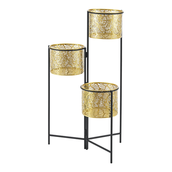 Stojak na kwiaty Verrebroek czarny/mosiężny [en.casa]