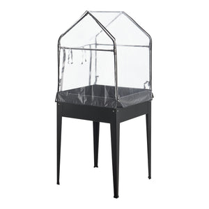 Grządka podwyższona ze szklarnią Katwijk 60x60x152cm stal antracyt [en.casa]