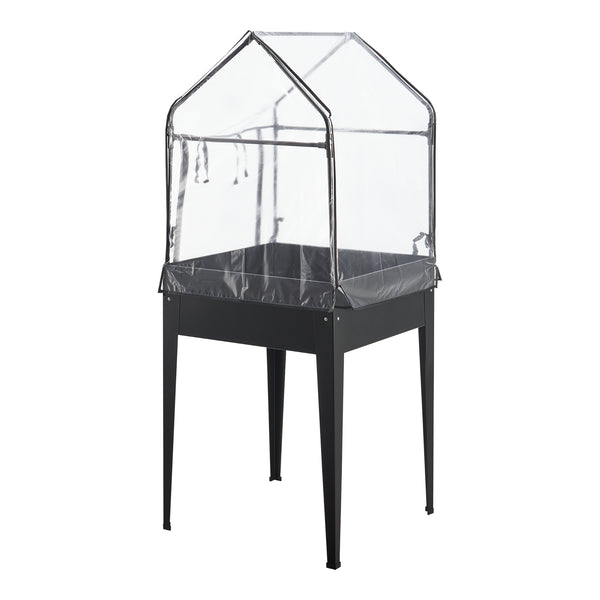 Grządka podwyższona ze szklarnią Katwijk 60x60x152cm stal antracyt [en.casa]