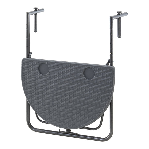 Stolik balkonowy wiszący Cicala 84x60x64 cm półokrągły stalowy ciemnoszary [en.casa]