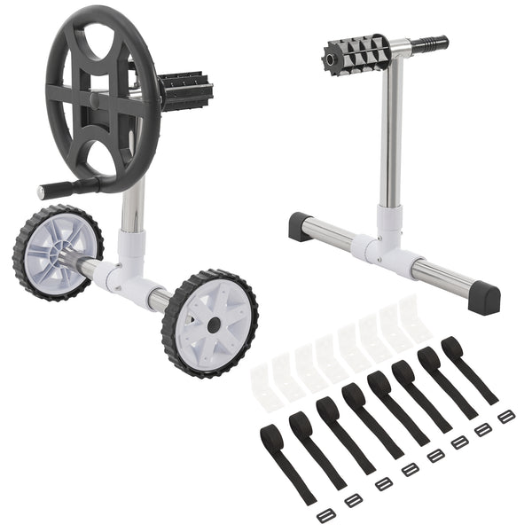 Urządzenie do zwijania basenu Amorgo z kółkami Aluminium [en.casa]