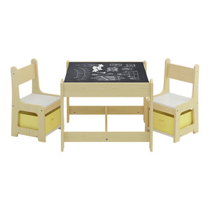 Stolik dziecięcy z 2 krzesłami Irixoa z pudełkami natura [en.casa]