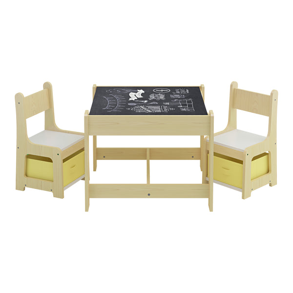 Stolik dziecięcy z 2 krzesłami Irixoa z pudełkami natura [en.casa]