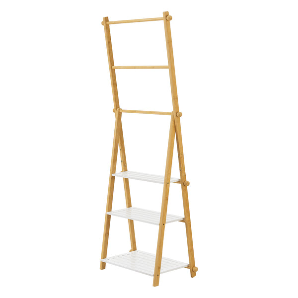 Bambusowa półka łazienkowa Lapinjärvi z drążkami na ręczniki [en.casa]