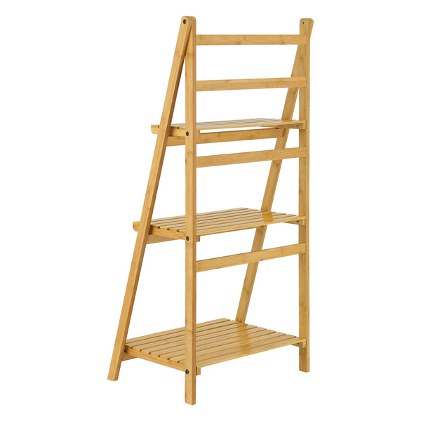 Regał na drabinie z bambusa Lapua z 3 półkami [en.casa]