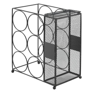 Stojak na wino Drangedal na 6 butelek z pojemnikiem siatkowym [en.casa]