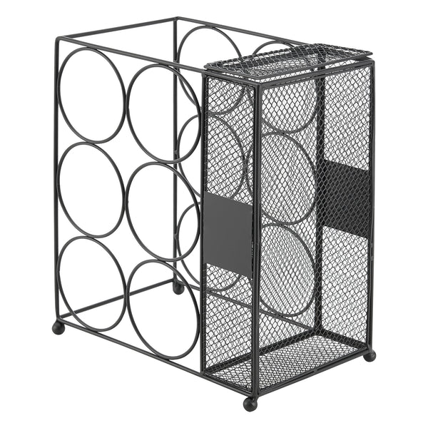 Stojak na wino Drangedal na 6 butelek z pojemnikiem siatkowym [en.casa]