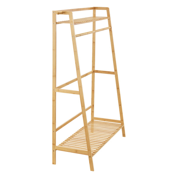 Wieszak na płaszcze Föglö 139 x 100 x 40 cm naturalny bambus [en.casa]