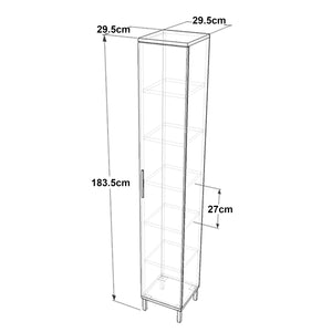 Lieto wysoka szafka z 6 schowkami 183,5 x 29,5 x 29,5 cm szary dąb [en.casa]