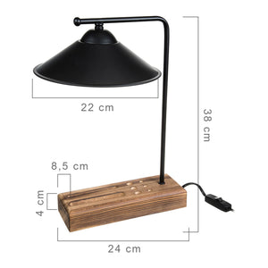 Lampa stołowa Folkestone E27 lite drewno metal czarny / drewno [lux.pro]