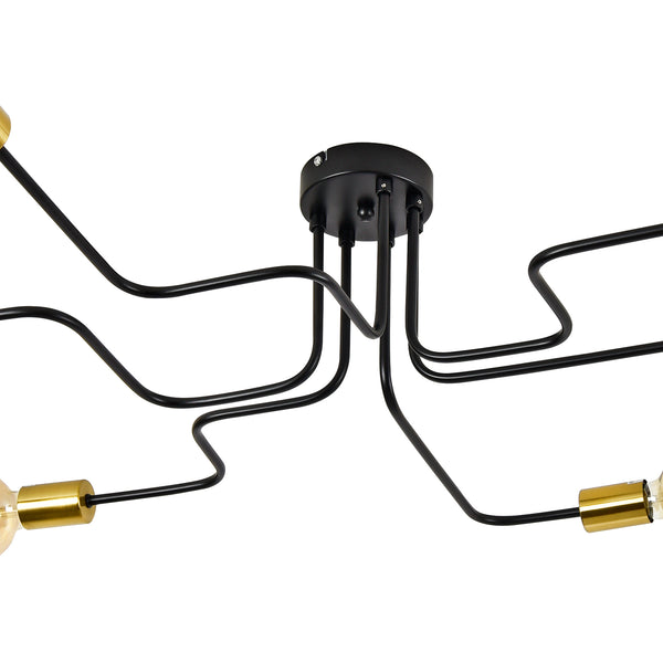 Lampa sufitowa Carlisle Industrial 6 x E27 Czarny/Mosiężny [lux.pro]