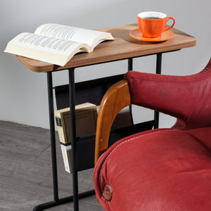 Stolik boczny Bov 64 x 55 x 24 cm Czarny / Orzechowy wygląd [en.casa]