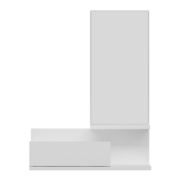 Półka ścienna z lustrem i szufladą Gundsø White [en.casa]