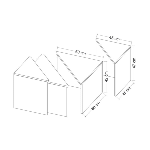 Zestaw stolików kawowych Frederikshavn 4 szt. dąb / czarny [en.casa]
