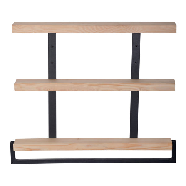 Półka ścienna Nykøbing z 3 półkami naturalna/czarna [en.casa]