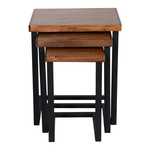 Zestaw stolików Rørvig w zestawie 3 z drewna sosnowego, bejcowane [en.casa]