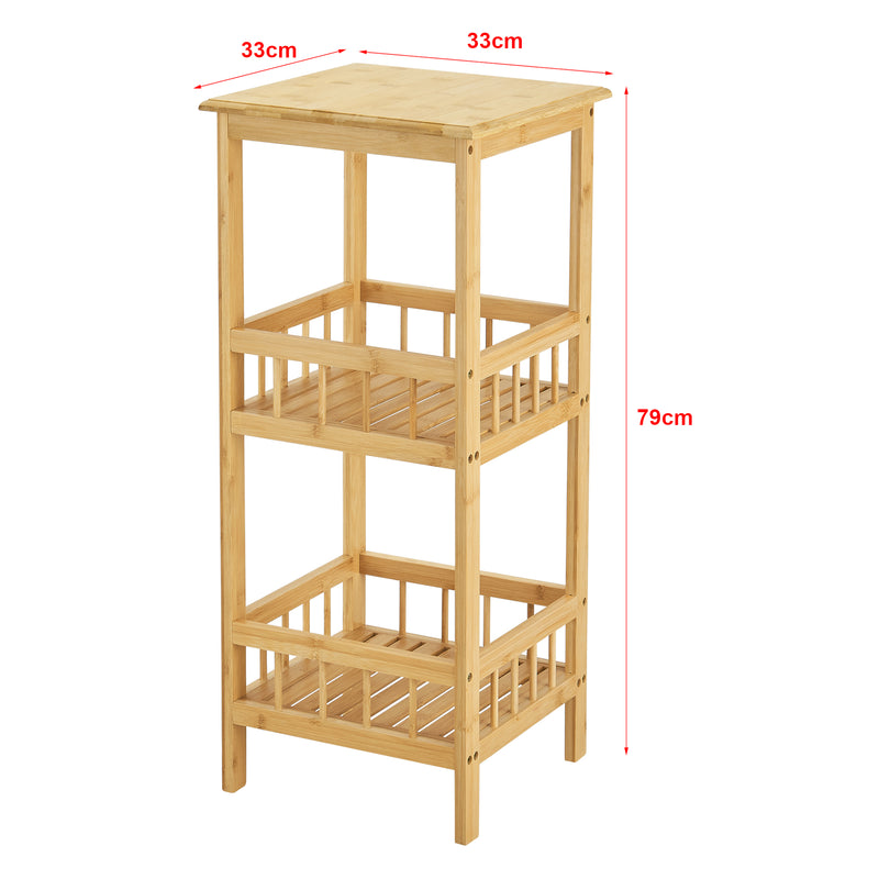 Szkic wymiarowy Półka stojąca Pyhäjärvi bambus 79x33x33 cm natura [en.casa]
