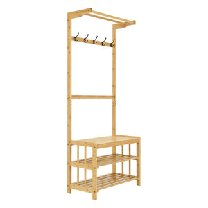 Wieszak Tornio 168 x 70 x 35 cm wykonany z naturalnego bambusa [en.casa]