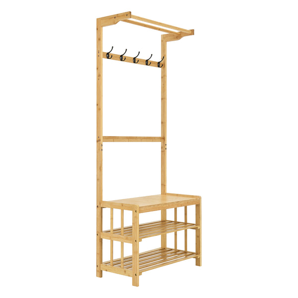 Wieszak Tornio 168 x 70 x 35 cm wykonany z naturalnego bambusa [en.casa]