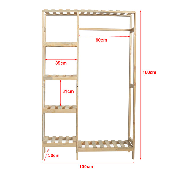 Wieszak na płaszcze Smørum 160x100x30 cm drewno sosnowe [en.casa]