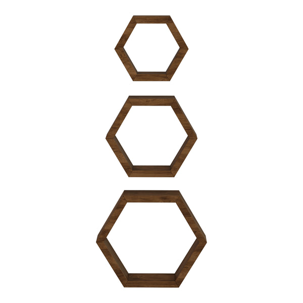 Zestaw półek ściennych Stubbekøbing 3-częściowy Drewno sosnowe Ciemny odcień drewna [en.casa]