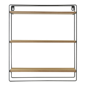 Półka ścienna Skovbo z 3 półkami czarna/drewno [en.casa]