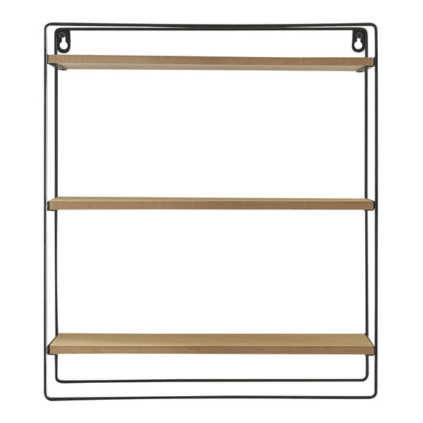 Półka ścienna Skovbo z 3 półkami czarna/drewno [en.casa]