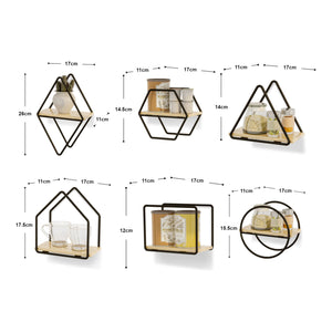 Zestaw półek ściennych Outokumpu zestaw 6 czarny/naturalny [en.casa]
