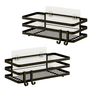 Półka prysznicowa bez wiercenia Pertunmaa zestaw 2 szt. 25x12x7,5 cm czarna [en.casa]