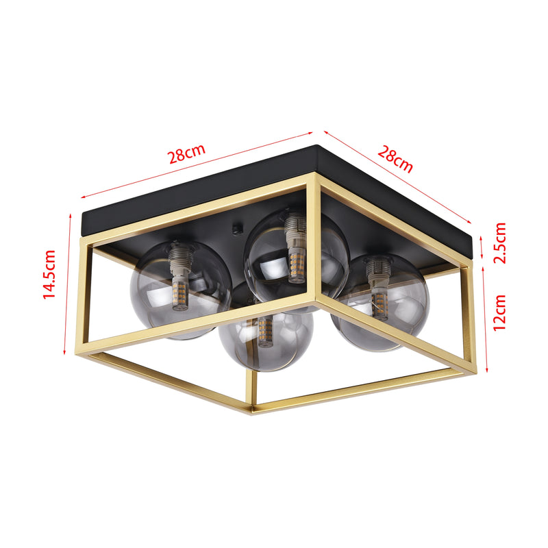 Szkic wymiarowy Lampa sufitowa Widnes czarny / złoty [lux.pro]