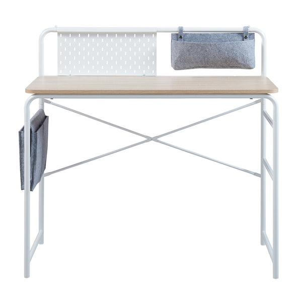 Biurko Dyrøy 98x98x46cm biały/dąb [en.casa]