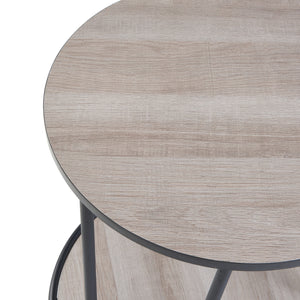 Stolik boczny Ylöjärvi z 2 półkami w kolorze czarnym/dębowym [en.casa]