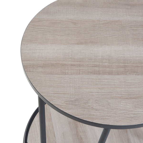 Stolik boczny Ylöjärvi z 2 półkami w kolorze czarnym/dębowym [en.casa]