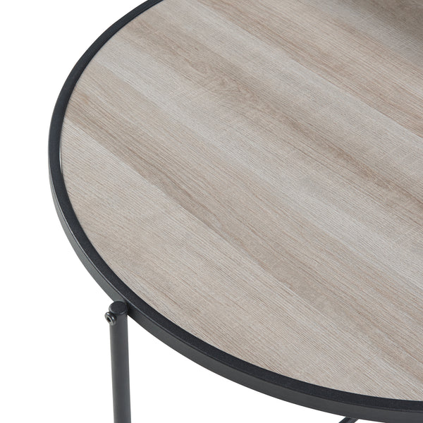 Stolik boczny Fyresdal czarny/dębowy [en.casa]