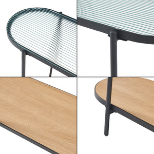 Stolik konsolowy Høyanger 80x80x30cm czarny/dąb [en.casa]